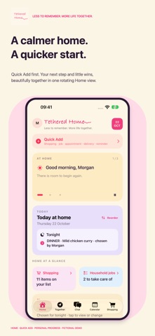 Tethered Home App Store screenshot showing the household home screen